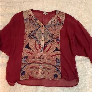 Women's Red Patterned Top